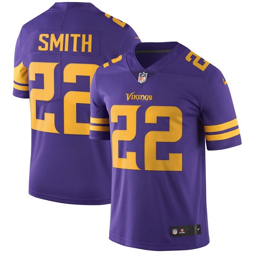 Minnesota Vikings #22 Limited Harrison Smith Purple Nike NFL Men Jersey Rush Vapor Untouchable->minnesota vikings->NFL Jersey